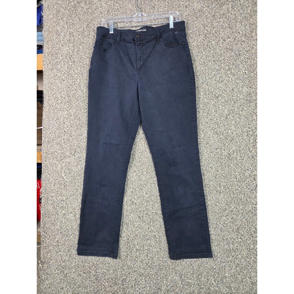 Bandolino Amy Pants Women Size‎ 12 Black Straight Leg High Rise Cotton Blend